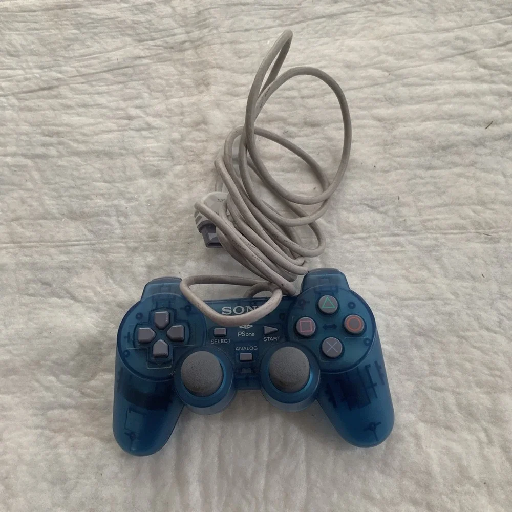 Playstation 1 PS1 PSone Dual Analog Controller SCPH-110 Clear Blue OEM Untested